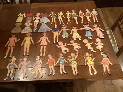 300+pieces Vintage Paper Doll Lot 50's And Maybe Earlier. 28 Dolls