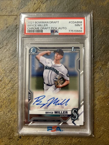2021 Bowman Draft Bryce Miller 1st Chrome Prospect Autograph Auto Mariners PSA 9