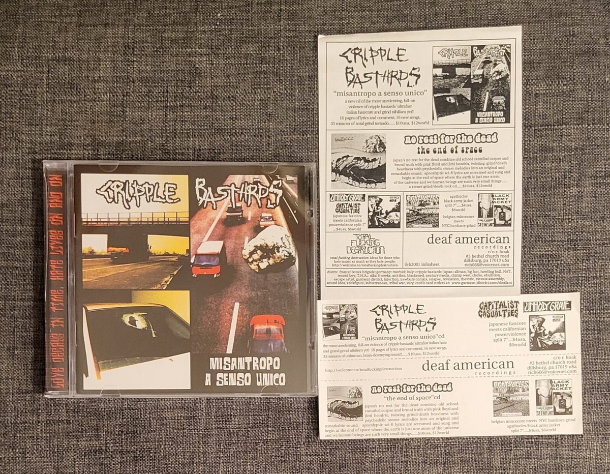 CRIPPLE BASTARDS 'Misantropo a Senso Unico' CD w/ Promo Sheets