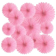 20 Pcs Pink Hanging Paper Fan Hanging Honeycomb Round Paper Fans for Weddings...