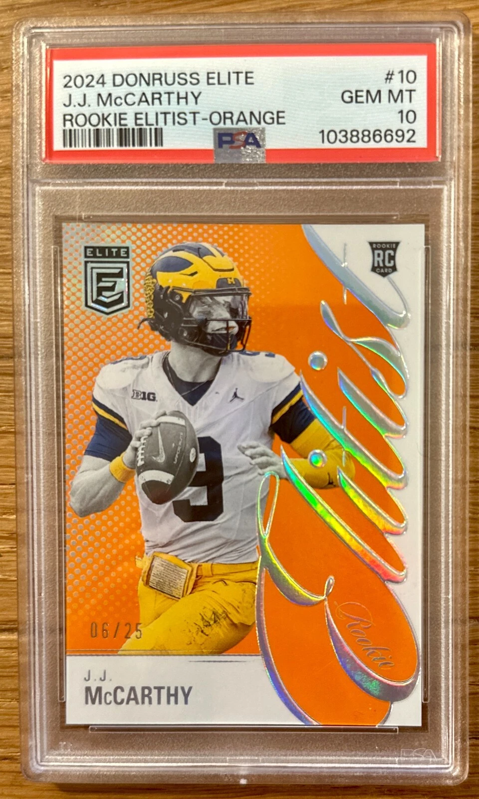 JJ McCarthy Panini Donruss Elite Rookie Elitist #10 Orange