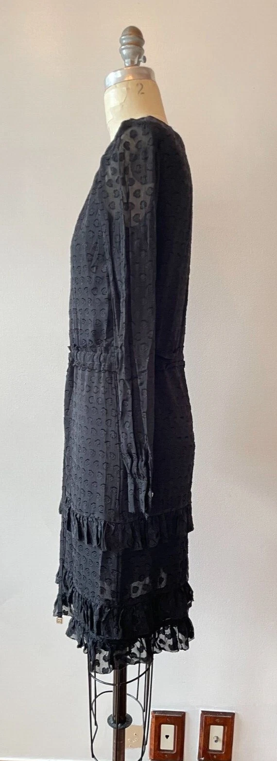 Abito con volant nero Tory Burch a strati con maniche lunghe trasparenti taglia 2