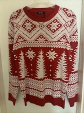NWT Men’s Nine Bull Red Ugly Christmas Sweater Size S Crewneck Pullover
