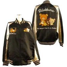 Rilakkuma Sukajan Korilakkuma San-X Black 1PC collage jacket M/L/LL