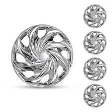 14 Set Of 4 Chrome Wheel Covers Snap On Full Hub Caps Fit R14 Tire Steel Rim