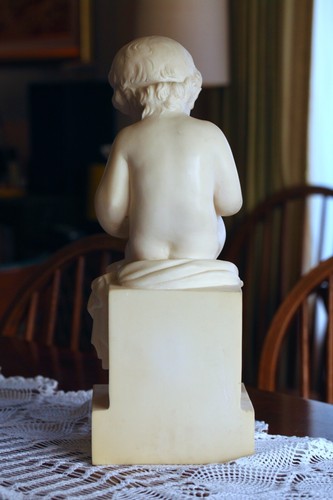 Scultura da lettura per bambini, "Enfant Lisant, XIX", scultura altezza 18", 21 libbre. - Foto 9 di 21