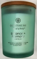Chesapeake Bay Candle BALANCE & HARMONY Medium Jar 8.8 oz Water Lily Pear Green