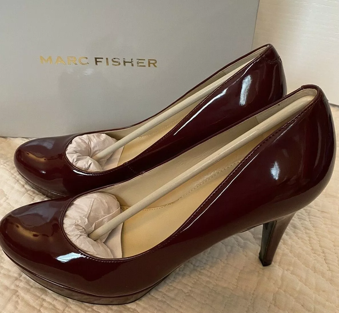 Marc fisher patent store leather pumps