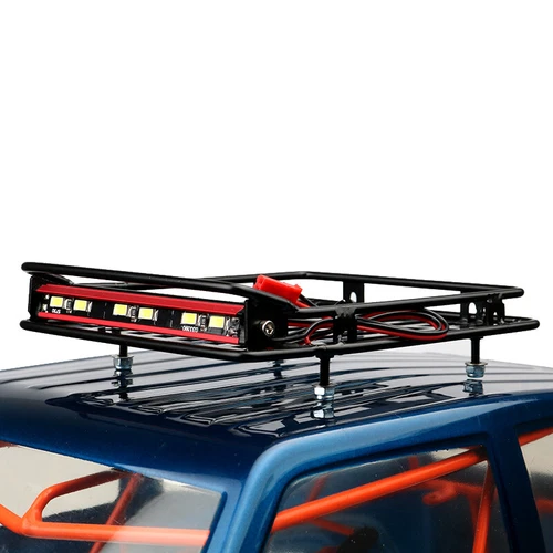 KYX Metal Roll Cage 1:10 Roof Luggage Tray Rack w/ LED for Axial SCX10 II
