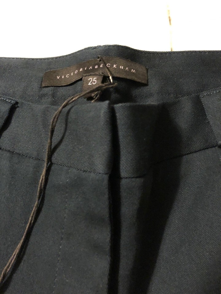 Victoria Beckham Women's Pants Navy Blue Twill Chino Stretch Pants Size
