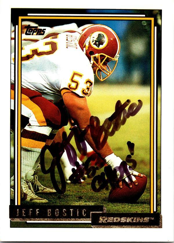 Jeff Bostic autographed Football Card (Washington, SC) 1992 Topps Gold #402