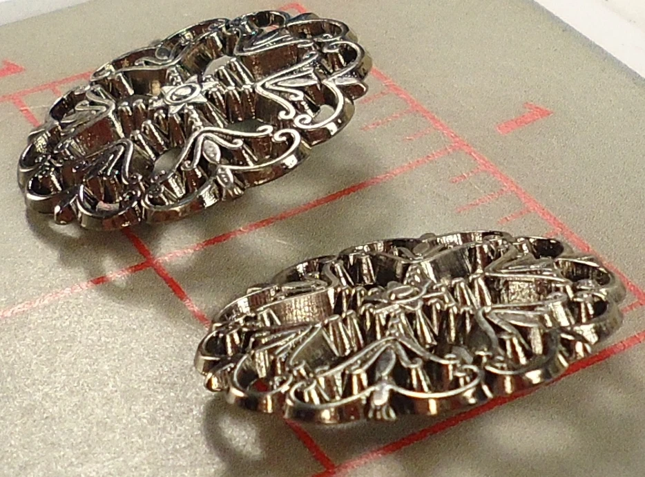 8 beautiful LG metal filigree shank buttons little star center Pewter color 7/8" - Image 4 of 4