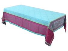 French Provencal Jacquard Woven Teflon Coated Rectangle Turquoise Made In France