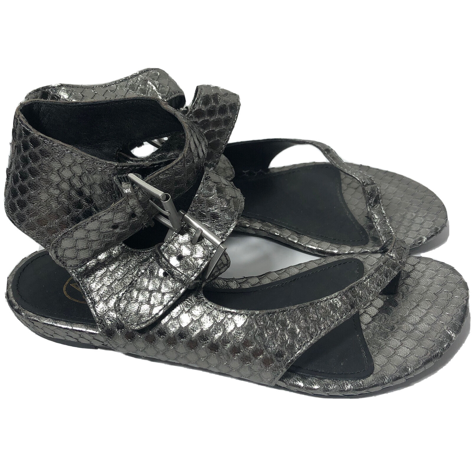 ASH silver metallic leather sandals. Size 40.