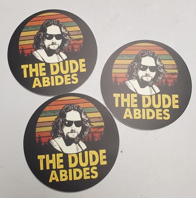 Big Lebowski The Dude Abides STICKERS 3 PACK *WORLDWIDE   SHIPPING*