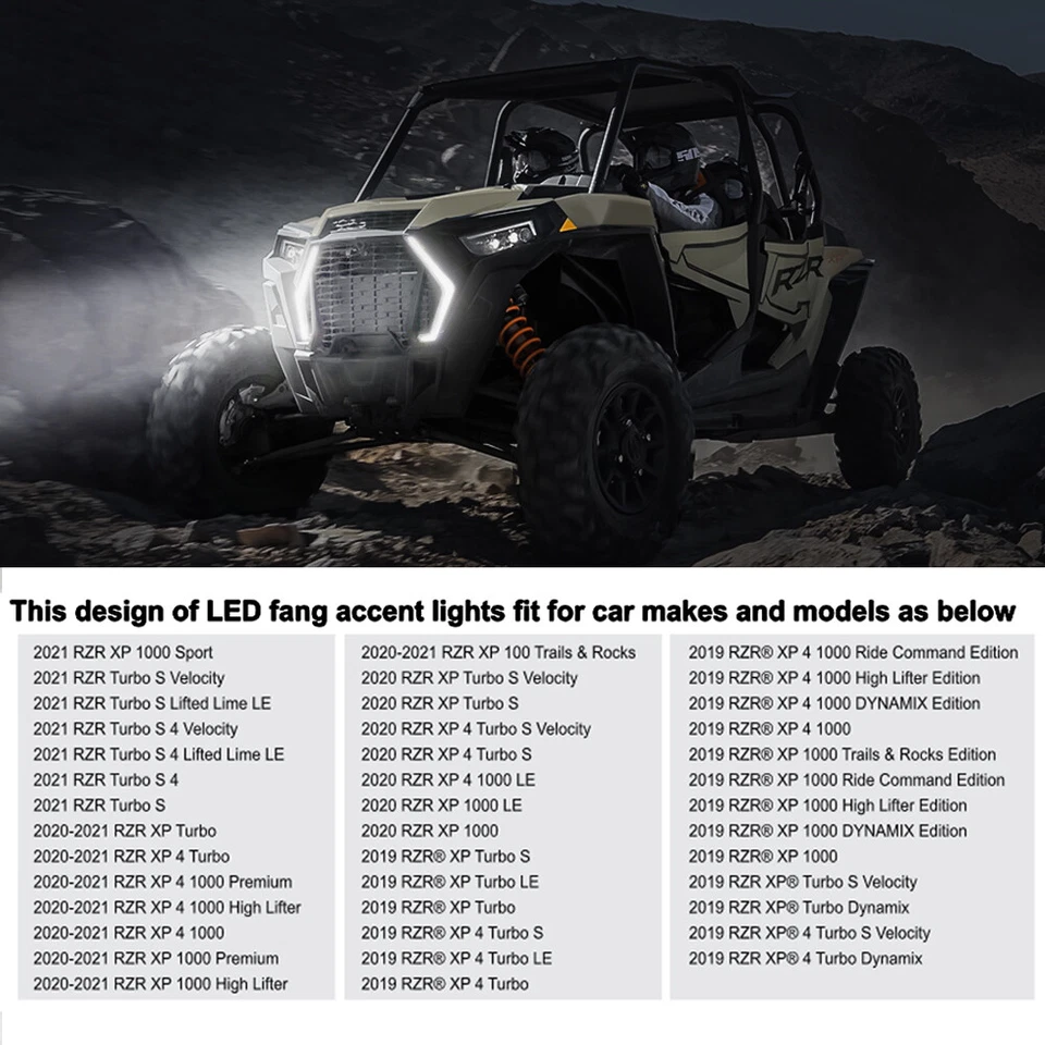 LED Fang Accent Light Kit for 2019-2023 Polaris RZR XP 4 Turbo 1000 Front Light - Image 4 of 4