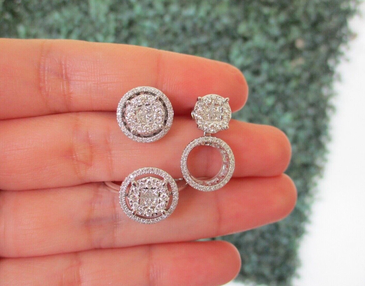 SALE 1.18 CTW Diamond Earrings Ring 14k White Gold JS164 PRE