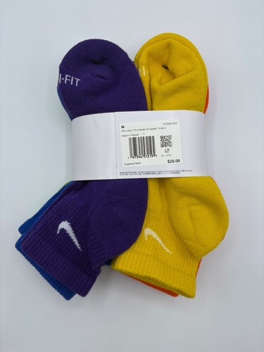 Nike Everyday Cushioned Quarter Socks Women's 6-10 Rainbow Colored 6 Pairs - Picture 3 of 3