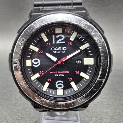 Casio Solar Watch Men 48mm Black Dial Black Tone Date Round MRW-S310H Runs