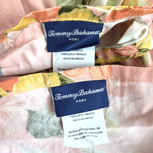 Lot of 2 Tommy Bahama Set Cotton King Pillow Cases Tropical Palm Floral Set - Picture 5 of 6