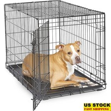 Portable Dog Crate Medium Large Dogs Indoor Outdoor Metal Kennel Folding Cage US