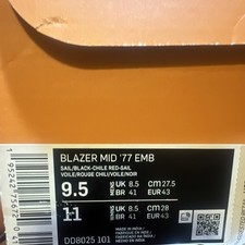 Nike Blazer Mid '77 EMB Sail Black Chile Red Trail Blazers Sneaker