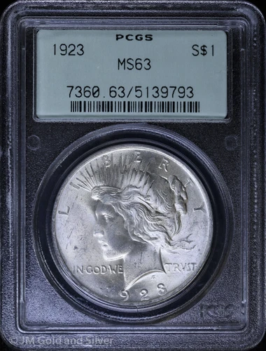 1923-P $1 Peace Silver Dollar PCGS MS 63 | OGH Uncirculated UNC