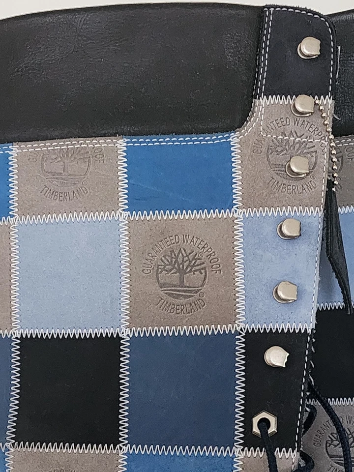 Botas impermeables altas Timberland para mujer con múltiples retazos azules y tostados talla 9M  Foto 4 de 4