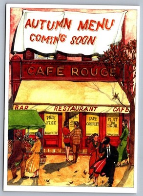 1990s Cafe Rouge Autumn Menu French Scene Postcard
