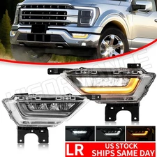 Pair LED White DRL Fog Light W/Turn Signal For Ford F150 F-150 XL 2021 2022 2023