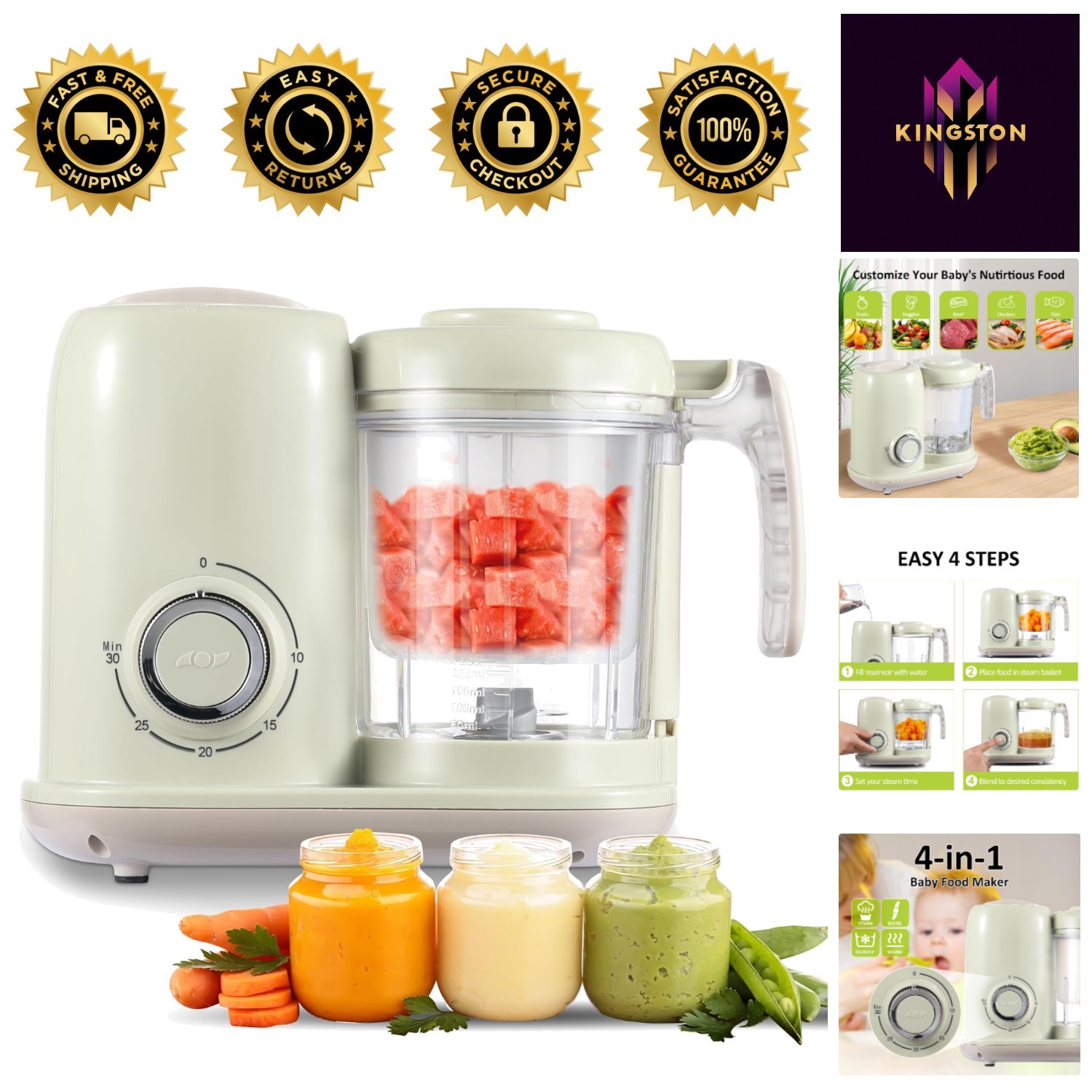 Customized Baby Food Blender with Auto Timer - Safe & Conven