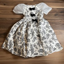 Janie  Jack Cream And Sugar Floral Toile Dress Size 10 Black Cream Easter