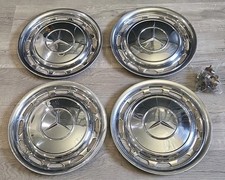 Set Of 4 Vintage Oem Mercedes Benz 15 Chrome Hubcaps W Clips- Rim Wheel Covers