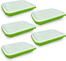 Gardzen 5-Pack Sprouts Growing Kit, Bean Sprouts Tray, Soil-Free Sprouting Tray,