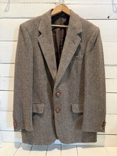 VTG FARAH Tweed Mens Brown Herringbone Wool Sports Coat Suit Jacket Blazer 40R