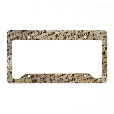 CafePress Poe Raven Text Pattern License Plate Holder License Frame (939172931)