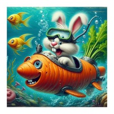 Diamond Painting Kits for Adults Underwater Bunny, 5D Full Drill Diamond Art Ki