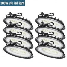 8 Pack UFO Led High Bay Light 200W Shop Warehouse Factory Commercial Industrial