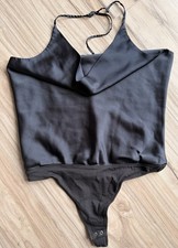 Abercrombie  Fitch Satin Bodysuit Womens Medium Black Halter Backless Snap