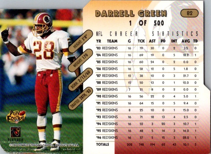 1997 Donruss #82 Darrell Green /500 - Image 2 of 2