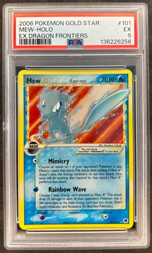 2006 Pokemon Mew Gold Star Holo Foil Dragon Frontiers 101/101 PSA 5 Fresh Grade