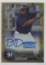 2016 Bowman Chrome Prospect Gold Refractor 13/50 David Denson #CPA-DD Auto 1h5