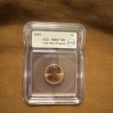 2025 Lincoln Cent MS67 RD ICG – LAST YEAR OF ISSUE – High Grade Modern Penny