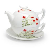 Tealogic Tea For One Set Caprice - Fine Bone China Porzellan- Kanne Tasse Teller