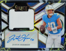 2022 Panini Select Jumbo Swatches Justin Herbert White Prizm Auto /75 Chargers