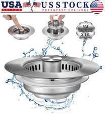 Kitchen Sink Drain Kit 3  in  1 SUS304 Strainer Stopper  Drain Assembly US Stock