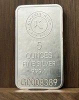 5 Troy Ounce .999 Fine Silver Bar Proof Justice is Blind Kinesis Mint Serialized