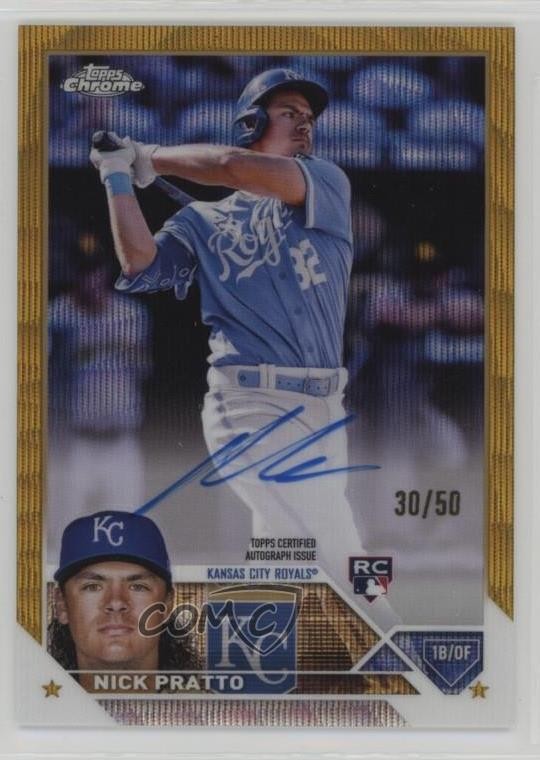 2023 Topps Chrome Rookie Gold Wave Refractor 30/50 Nick Pratto Auto RC 8d4