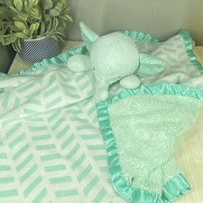 Cloud Island Baby Lovey Security Blanket Elephant Mint Green Chevron Satin 29  