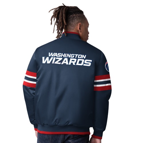 Herren Starter Navy Washington Wizards Scout Varsity Satin Full-Snap Jacke - Bild 2 von 2